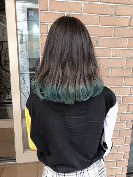 サロンドミルク 原宿(salon de MiLK) グレージュ＆アクセントカラーエメラルドブルー