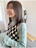ブリーチなし透明感ラベンダーベージュ鎖骨ミディ/自由が丘
