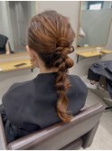 編み込みハーフアップ編みおろしポニー/ヘアセット