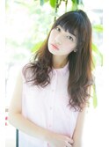 大人かわいい/レイヤーロング/グレーベージュ/前髪パーマ/幡ヶ谷