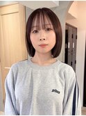 黒髪/ボブルフ/ネビージュ/小顔/ワンレン/栄/髪質改善/前髪