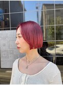綺麗なラインのピンクレッドボブ◎