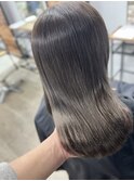 【ロブ、ロングヘア】ブリーチなしグレージュカラー