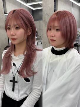 シイム(CYM) ビフォーアフター/エクステ/レイヤーカット/ピンクベージュ