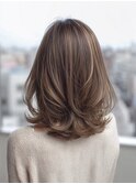 ミディアムレイヤー脱白髪染め白髪ぼかしカラー 40代50代60代