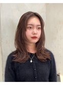 ハッシュカット レイヤーカット レッドブラウン