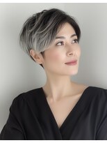 ハーツ(Heart's)&nbsp;白髪ぼかし脱白髪染め髪質改善似合わせショートボブ40代50代60代