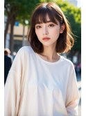 rileyワンカール外はねロブ×肌映えブラウンベージュ