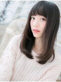 黒髪グレージュアッシュぱっつん前髪ロングh3上尾20代30代40代