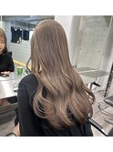 韓国ヘア顔周りレイヤーミルクティーベージュグレージュカラー