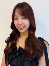 アローラ 三軒茶屋(Allora) ゆるふわ韓国風巻き☆ロング×チェリーレッド/ピンクブラウン