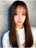 髪質改善トリートメントで叶う美髪ストレート　艶髪　前髪　