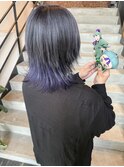 グレー/パープル/インナーカラー/ウルフカット/推しカラー