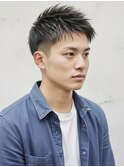 スパイキーショートアップバングショートツーブロックフェード