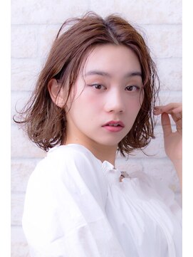 エルデ ナインズ ヘアー スタンド 川口店(elde 9's HAIR STAND) 毛先パーマネオウルフ小顔外ハネボブアッシュブラウン