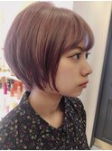【神田安優奈】モーヴピンクの小顔マニッシュショート