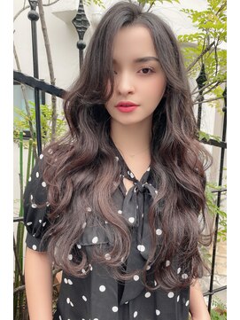 リークフー(Ree cu fuu) 大人可愛いかきあげ前髪ロングヘアー暗髪カラーヘルシースタイル