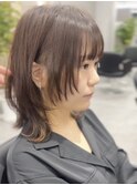 小顔ウルフ20代レイヤーカットインナーカラーニュアンスカラー
