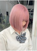 ボブミルクティーベージュブリーチダブルカラー堀江