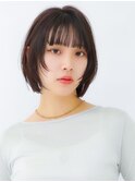 小顔/前髪/ワンカール/黒髪/ネビージュ/ボブルフ