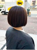 美フォルムストレートボブハイライトカラー