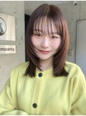 顔周りレイヤー　ミディアム　似合わせ　ラベンダーベージュ