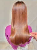 冬の艶オレンジブラウン◎大人可愛いレイヤーロング