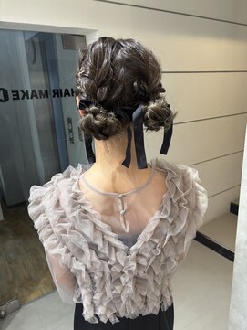 フワフワアレンジ リボンアレンジ お呼ばれヘア