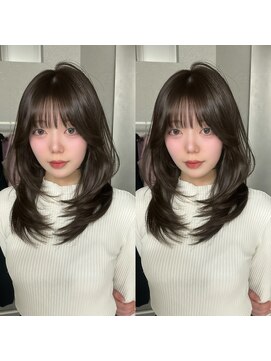 天神美容室 天神美容室 レイヤーカット ブラウン