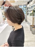 【馬場】大人黒髪ワンカールおデジタルパーマハンサムショート