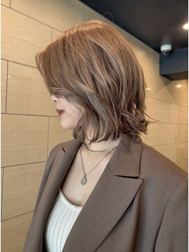 ジアン テラス(GIEN TERRASSE) パーマ風ボブ/コテ巻きボブ/ニュアンスベージュ@重里