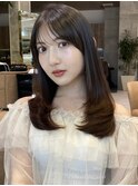 セミロング30代40代ストレートレイヤー前髪なし前髪あり表参道