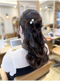 《結婚式やお食事会に◎》王道カチモリ×ゆる巻きハーフアップ