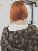 20代30代ショートボブオレンジブリーチダブルカラー