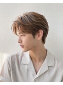 好印象◎茶髪毛流れセンターパート×ニュアンスパーマ