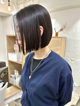 エンバイユアーズ 飯田橋店(eN° by youres) 地毛風ストレート 前下がりボブ 黒髪ボブ タッセルボブ 髪質改善