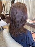 髪質補正カット＋赤みを抑えるカラーでつくるセミロングレイヤー