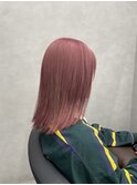 ピンクカラー　ブリーチカラー　ピンクアッシュ　くすみピンク