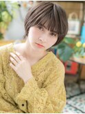 グレーベージュ丸みショートマッシュウルフc6戸頭20代30代40代