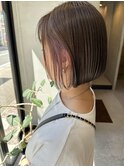 切りっぱなしボブ　イヤリングカラー　髪質改善カラー　西田