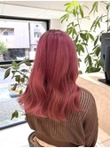 セミロング/ブリーチ/春っぽピンクカラー/チェリーピンク