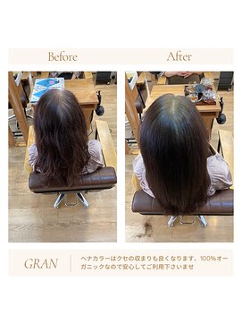 グランバイ アトリエドングリ(Grand × AtlierDonguri) お客様髪質改善データ1851（ヘナカラー）