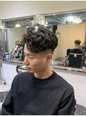 べリーショートダークアッシュニュアンスパーマ韓国マッシュ
