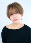 くびれヘア/アプリコットオレンジ/レイヤー/ショートボブ/韓国