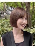 ボブ 外ハネボブ くびれヘア 夏 縮毛矯正 ハイライトカラー