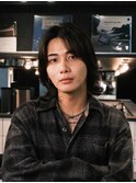 メンズミディアム　メンズボブ　毛流れスパイラル