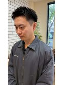 アップバングセンターパートバーバースタイル髪型メンズ