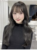 オリーブグレージュ オリーブカラー韓国風レイヤー／韓国巻き髪