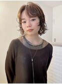 ボブレイヤーパーマ　緩めパーマ　抜け感パーマ　ボブウルフ
