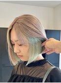 インナーカラー/セクションカラー/ペールベージュ/ミントカラー